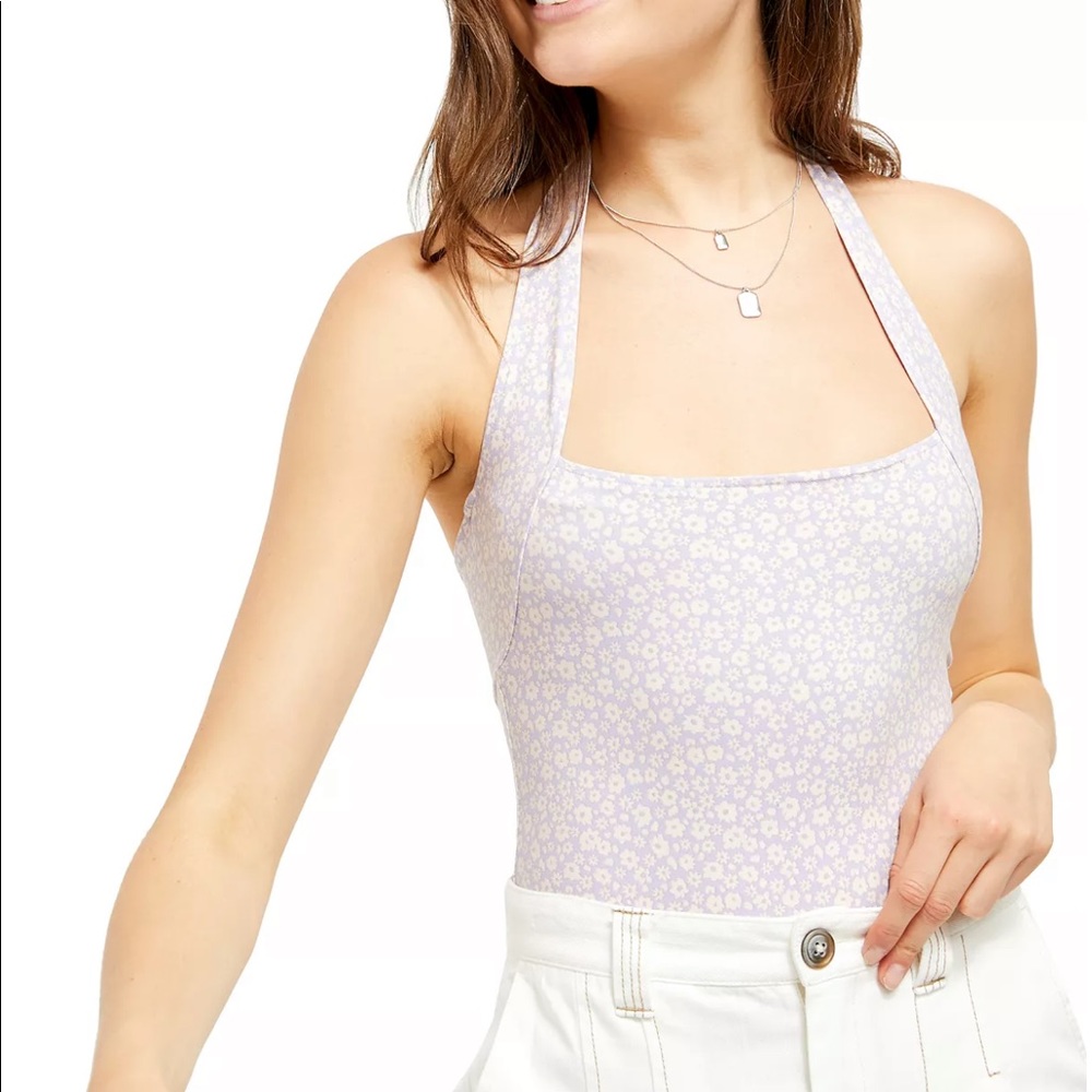 Free People Floral Halter Bodysuit